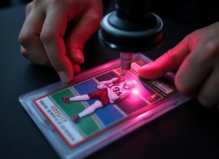 Graded sports card examination — D & B Collectibles authentication process